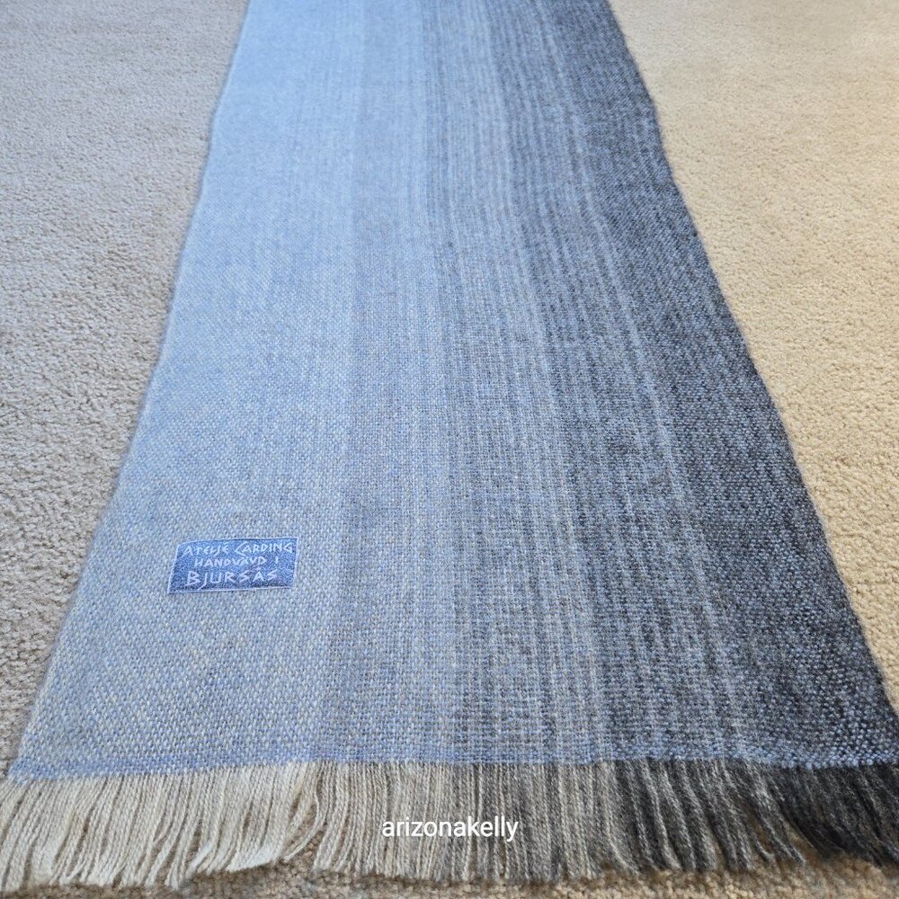 Handwoven Wool Scarf Atelje Carding Tweed Gradient Ombre Sweden Scandinavia - Picture 7 of 14